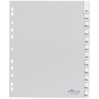 DURABLE Kunststoff Register A4 PP 12-teilig grau (Preis pro Stück)