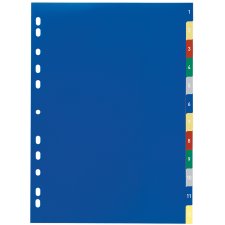 DURABLE Kunststoff Register Zahlen A4 12-teilig 1-12 farbig