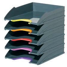 DURABLE Briefablagen Set VARICOLOR grau / farbiger Verlauf 5 Briefablagen