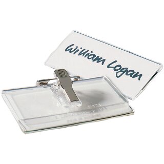 DURABLE Namensschild mit Kombiklemme aus Acryl 75 x 40 mm