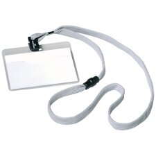 DURABLE Namensschild mit Textilband 90 x 60 mm grau 10...