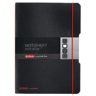 Herlitz Notizheft my.book flex A6 PP Cover schwarz kariert