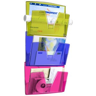 CEP Wandprospekthalter Happy 3er Set DIN A4 1-fach bunt