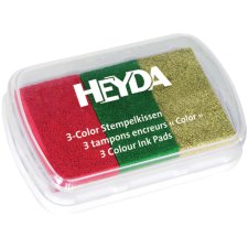 HEYDA Stempelkissen 3 Color rot/dunkelgrün/gold