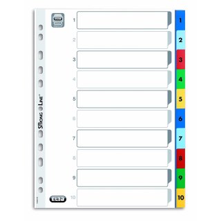 Oxford Kunststoff Register Zahlen 1-10 DIN A4 farbig 10-teilig