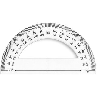 Wonday Halb Winkelmesser 180 Grad 120 mm aus Kunstoff