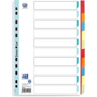 Oxford Karton Register blanko DIN A4 farbig aus Karton 230g/qm 10-teilig