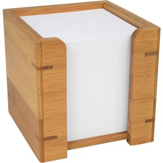 WEDO Zettelbox aus Bambus mit Papier mit 900 Blatt (90 x 90 mm)