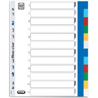 ELBA Kunststoff Register blanko farbig DIN A4 12-teilig Überbreite