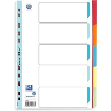 Oxford Karton Register blanko DIN A4 farbig 5-teilig