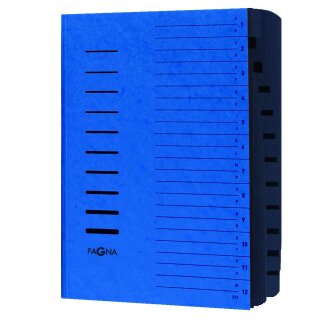 PAGNA Ordnungsmappe DIN A4 aus Karton 12 Fächer blau