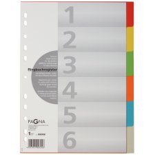 PAGNA Karton Register DIN A4 6-teilig 6-farbig