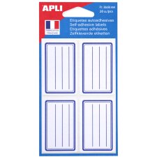 APLI Buchetiketten weiß/blau 36 x 56 mm liniert 32...