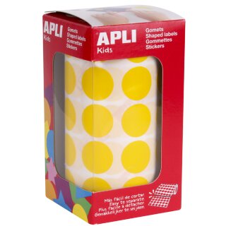 APLI Kids Sticker Creative "Rund" 20 mm auf Rolle gelb 1.770 Sticker