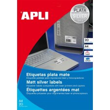 APLI Typenschild Etiketten 210 x 297 mm silber 20 Etiketten