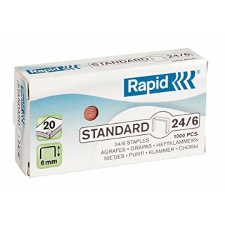Rapid Heftklammern Standard 24/6 verkupfert 1.000 Stück