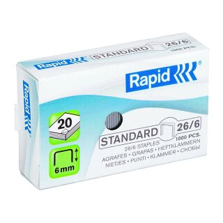 Rapid Heftklammern Standard 26/6 galvanisiert 1.000 Stück