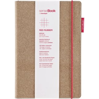 transotype Notizbuch "senseBook RED RUBBER" Medium kariert