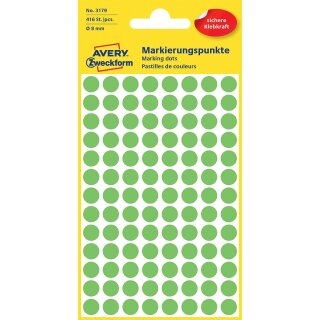 AVERY Zweckform Markierungspunkte Durchmesser 8 mm leuchtgrün 416 Stück