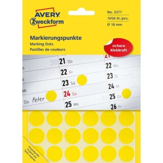 AVERY Zweckform Markierungspunkte Durchmesser 18 mm gelb 1056 Stück