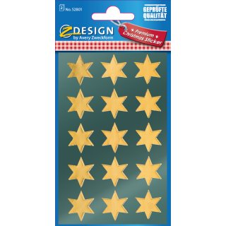 AVERY Zweckform ZDesign Weihnachts Sticker "Sterne" gold 2 Blatt à 15 Sticker