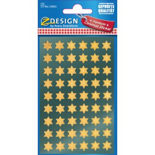 AVERY Zweckform ZDesign Weihnachts Sticker "Sterne" gold 2 Blatt à 54 Sticker