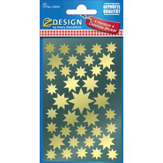 AVERY Zweckform ZDesign Weihnachts Sticker "Sterne" gold 2 Blatt à 39 Sticker