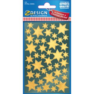 AVERY Zweckform ZDesign Weihnachts Sticker "Sterne" gold 2 Blatt à 43 Sticker
