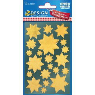 AVERY Zweckform ZDesign Weihnachts Sticker "Sterne" gold 2 Blatt à 20 Sticker