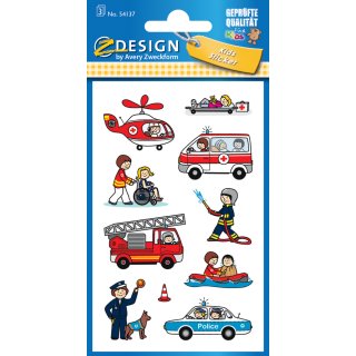 AVERY Zweckform ZDesign Sticker Feuerwehr Polizei Sanitäter 3 Blatt à 10 Sticker
