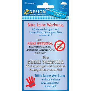 AVERY Zweckform Hinweisetiketten "Bitte keine Werbung" 1 Blatt à 4 Sticker