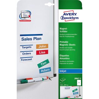 AVERY Zweckform Inkjet Magnetschild (B)210 x (H)297 mm 5 Schilder auf 5 Blatt DIN A4