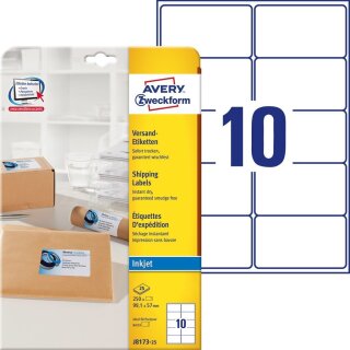 AVERY Zweckform Inkjet Versand Etiketten 99,1 x 57 mm weiß 250 Etiketten