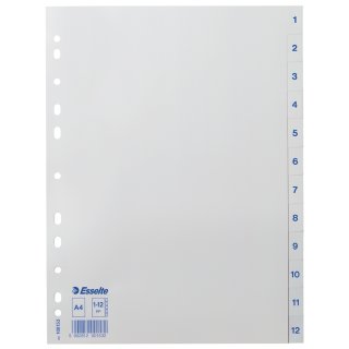 Esselte Kunststoff Register Zahlen A4 1-12 weiß (Preis pro Stück)