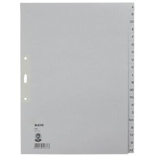 LEITZ Tauenpapier Register A-Z A4 Überbreite 20-teilig grau