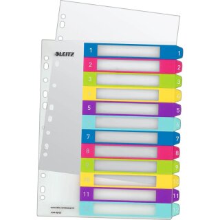 LEITZ Kunststoff Register WOW Zahlen A4 Überbreite 1-12