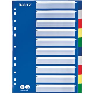 LEITZ Kunststoff Register blanko A4 10-teilig farbig multicolor