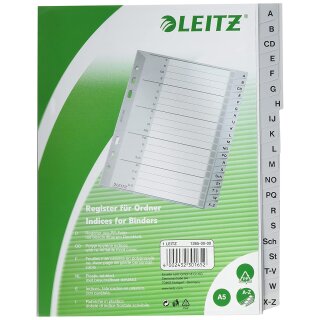 LEITZ Kunststoff Register A-Z A5 PP 20-teilig grau