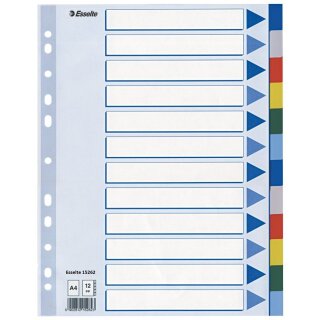 Esselte Kunststoff Register blanko A4 PP 12-teilig