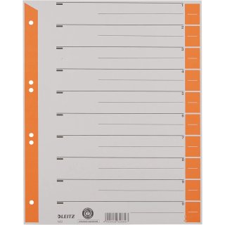 LEITZ Trennblätter A4 Überbreite Kraftkarton 230 g/qm orange 100 Trennblätter