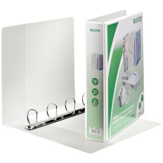 LEITZ Präsentations Ringbuch A4 Überbreite weiß 4 D Ring Rückenbreite: 51 mm
