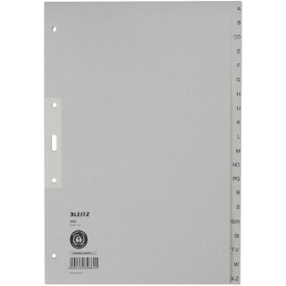 LEITZ Tauenpapier Register A-Z A4 Überbreite 20-teilig grau