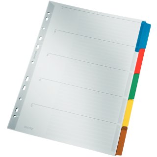 LEITZ Mylarkarton Register blanko A4 5-teilig grau farbige Tabe
