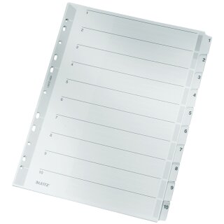 LEITZ Mylarkarton Register Zahlen A4 1-10 10-teilig grau 160 g/qm