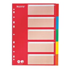 LEITZ Karton Register blanko A4 5-teilig mehrfarbig