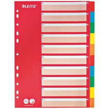 LEITZ Karton Register blanko A4 10-teilig mehrfarbig