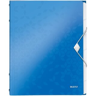 LEITZ Ordnungsmappe WOW DIN A4 PP 6 Fächer blau metallic