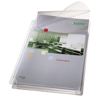 LEITZ Maxi Prospekthülle mit Klappe A4 PVC genarbt 0,17 mm 5 Hüllen
