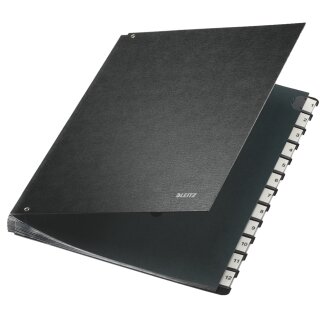 LEITZ Pultordner A4 1-12 12 Fächer Hartpappe schwarz