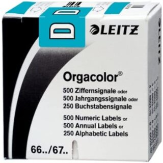 LEITZ Buchstabensignal Orgacolor "D" auf Rolle blau 250 Stück